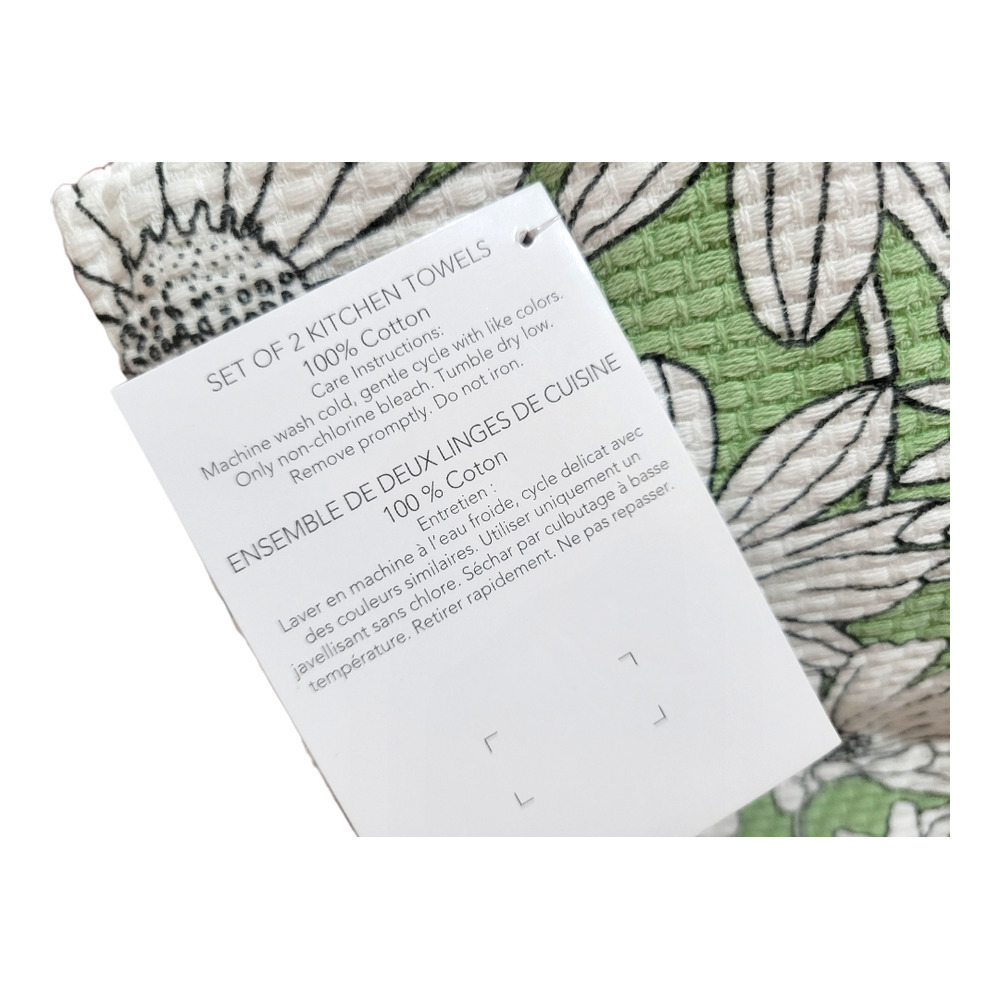 NEW KitchenAid Daisies Pattern Kitchen Towels 16" x 28"[Green & White](Set of 2) - Picture 3 of 3